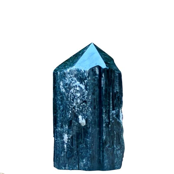 Black Tourmaline Polished Point w Rough Flat Base: 156g - Selection: E - Picture 2 of 8